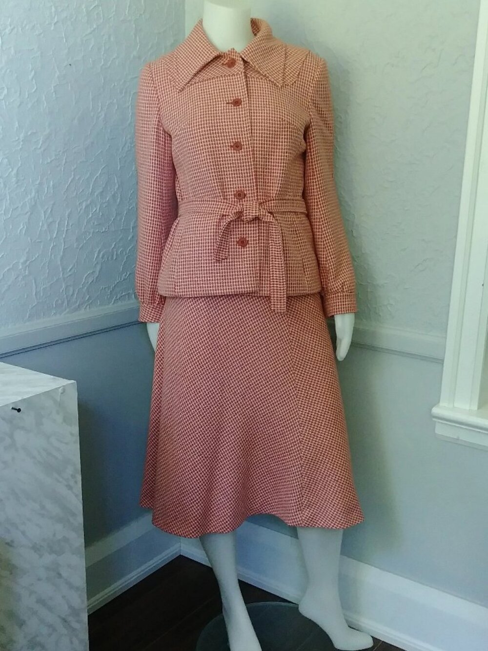 Woman's suit, Wetherall, plaid, jacket and skirt